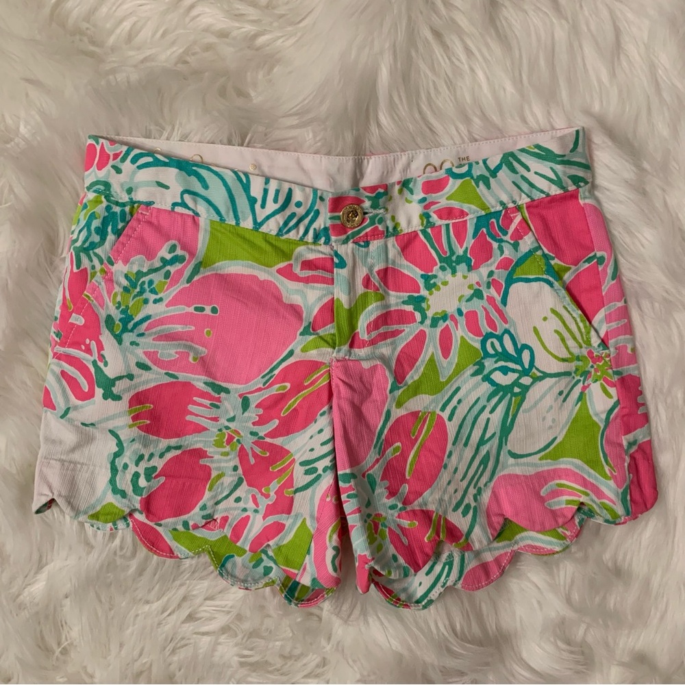 Lilly Pulitzer NWOT Buttercup Shorts 00 Flamingo Pin Don’t Give a Cluck Preppy